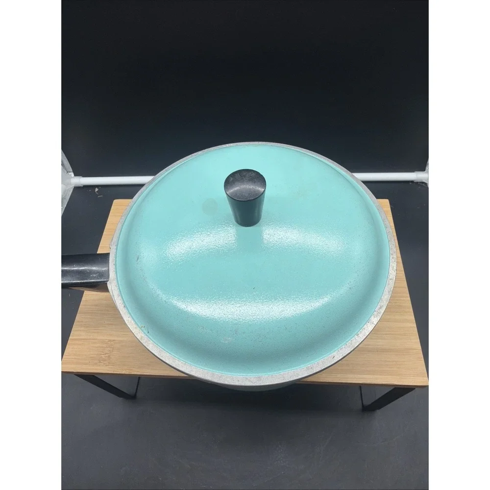 VTG Club Aluminum Turquoise Teal Aqua blue Sauce Pan With Lid 7